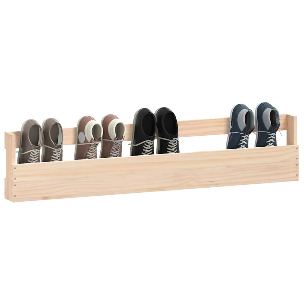 Väggmonterade Skoställ 2 St 110X9X23 Cm Massivt Furu