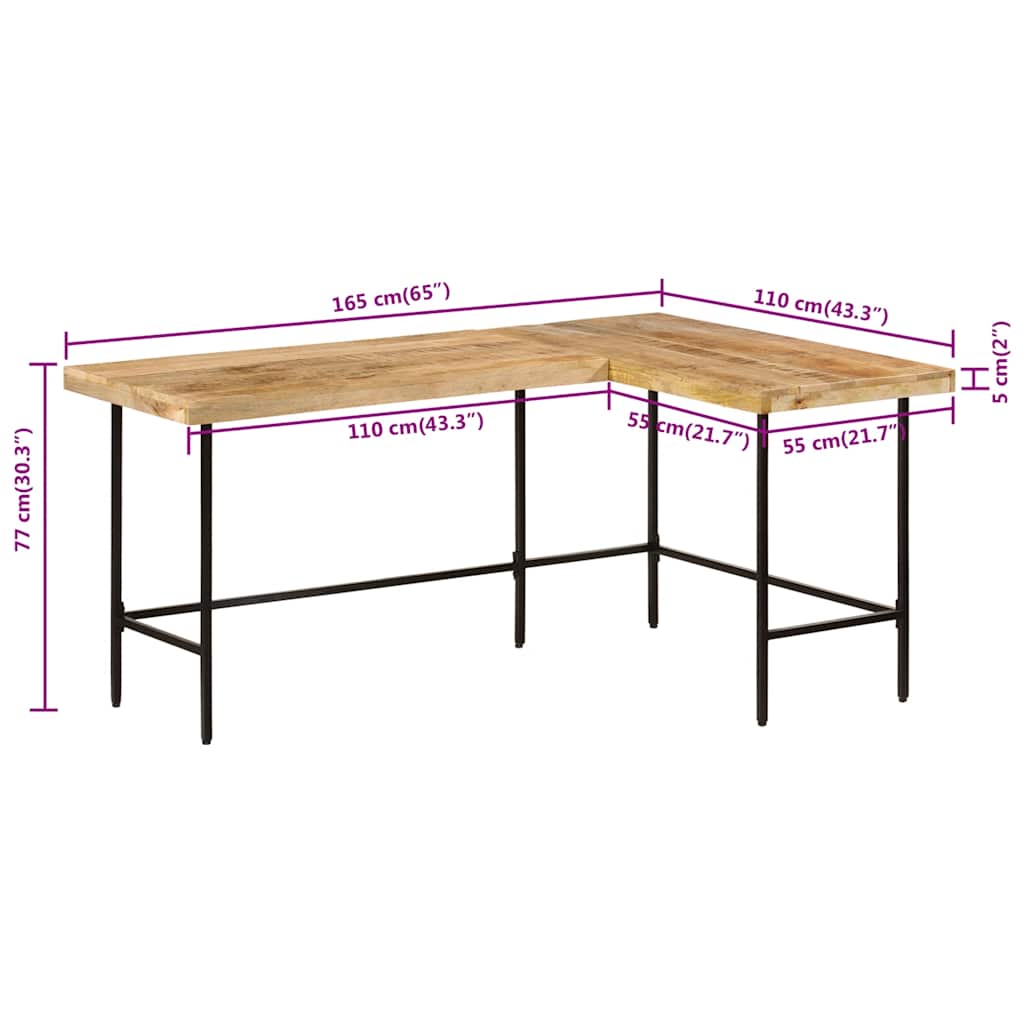 Skrivbord 165X110X77 Cm Massivt Mangoträ Och Järn