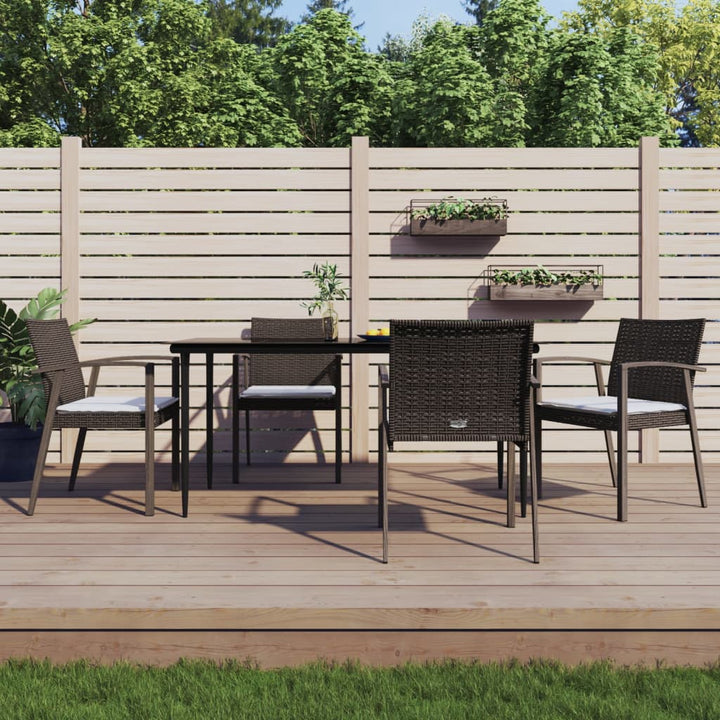 Matgrupp För Trädgården Med Dynor 5 Delar Konstrottning &amp; Stål