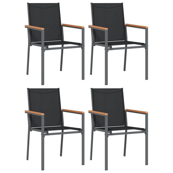 Matgrupp För Trädgården 5 Delar Svart Textilen Och Stål