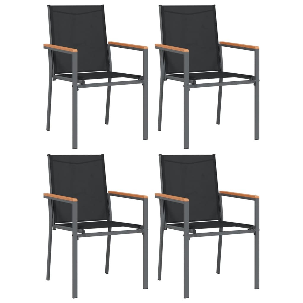 Matgrupp För Trädgården 5 Delar Svart Textilen Och Stål