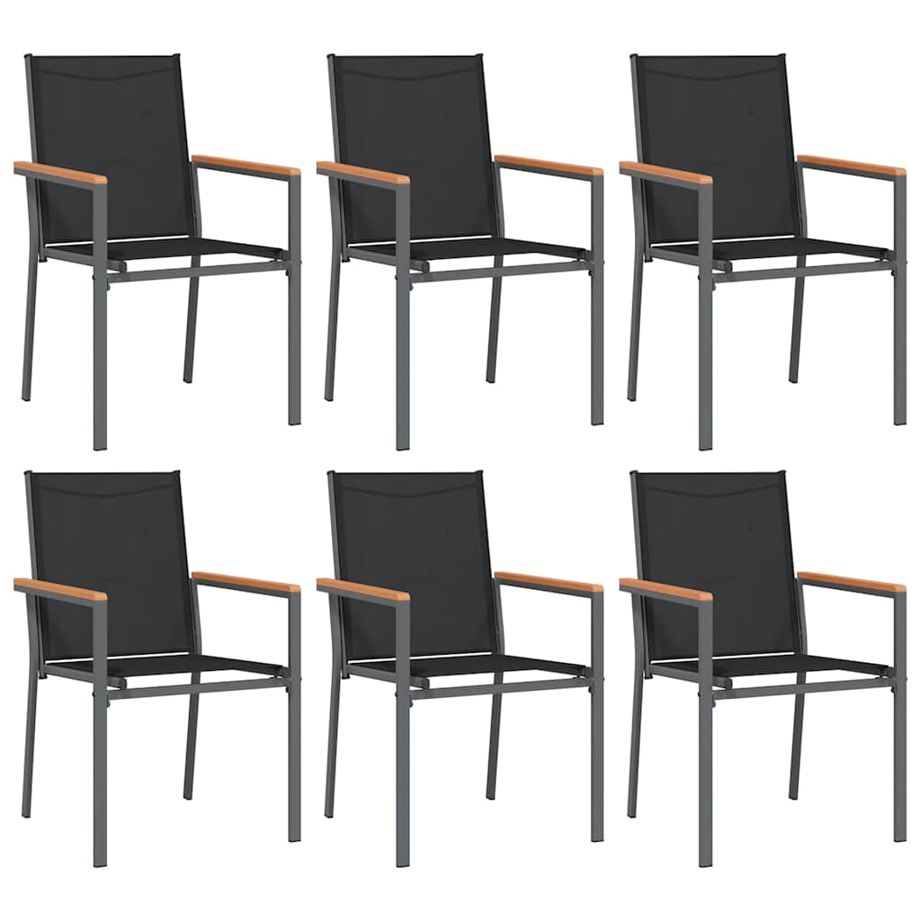 Matgrupp För Trädgården 7 Delar Svart Textilen Och Stål