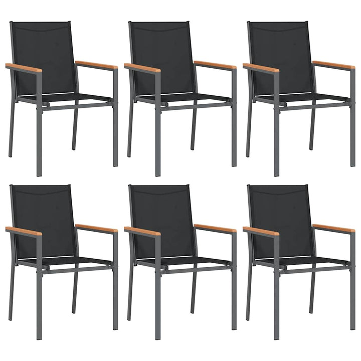 Matgrupp För Trädgården 7 Delar Svart Textilen Och Stål