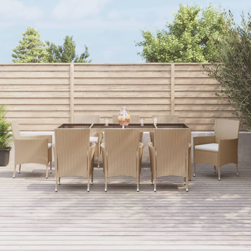 Matgrupp För Trädgården Med Dynor 5 Delar Beige Konstrotting