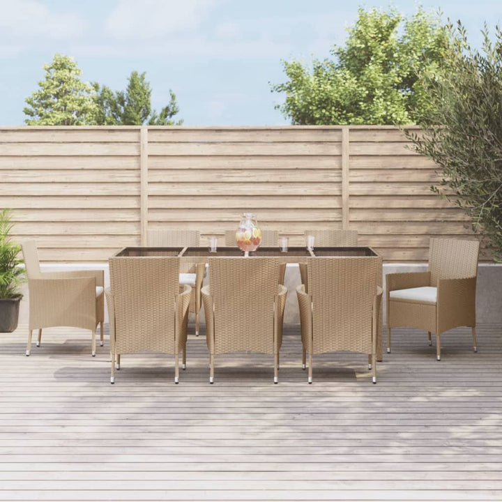 Matgrupp För Trädgården Med Dynor 5 Delar Beige Konstrotting