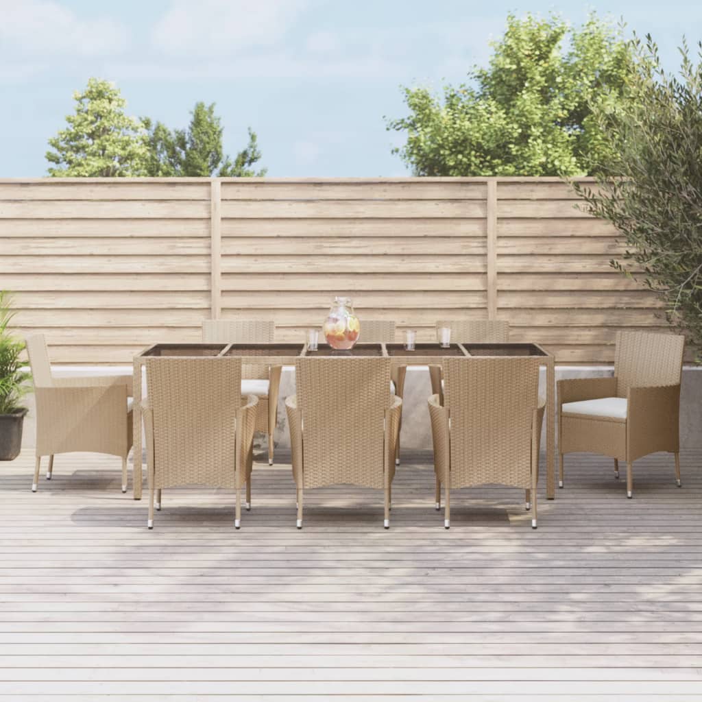 Matgrupp För Trädgården Med Dynor 5 Delar Beige Konstrotting