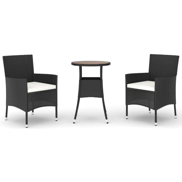 Caféset Med Dynor 3 Delar Konstrotting Svart