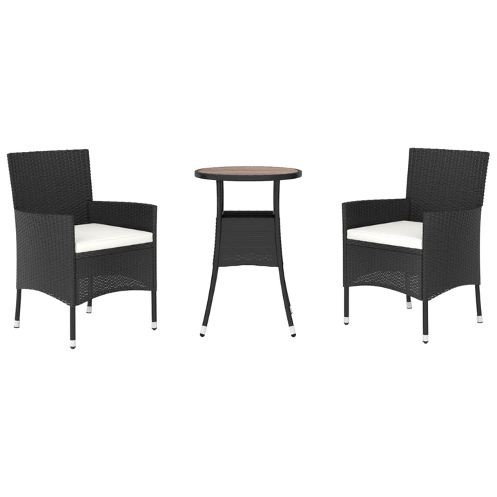 Caféset Med Dynor 3 Delar Konstrotting Svart