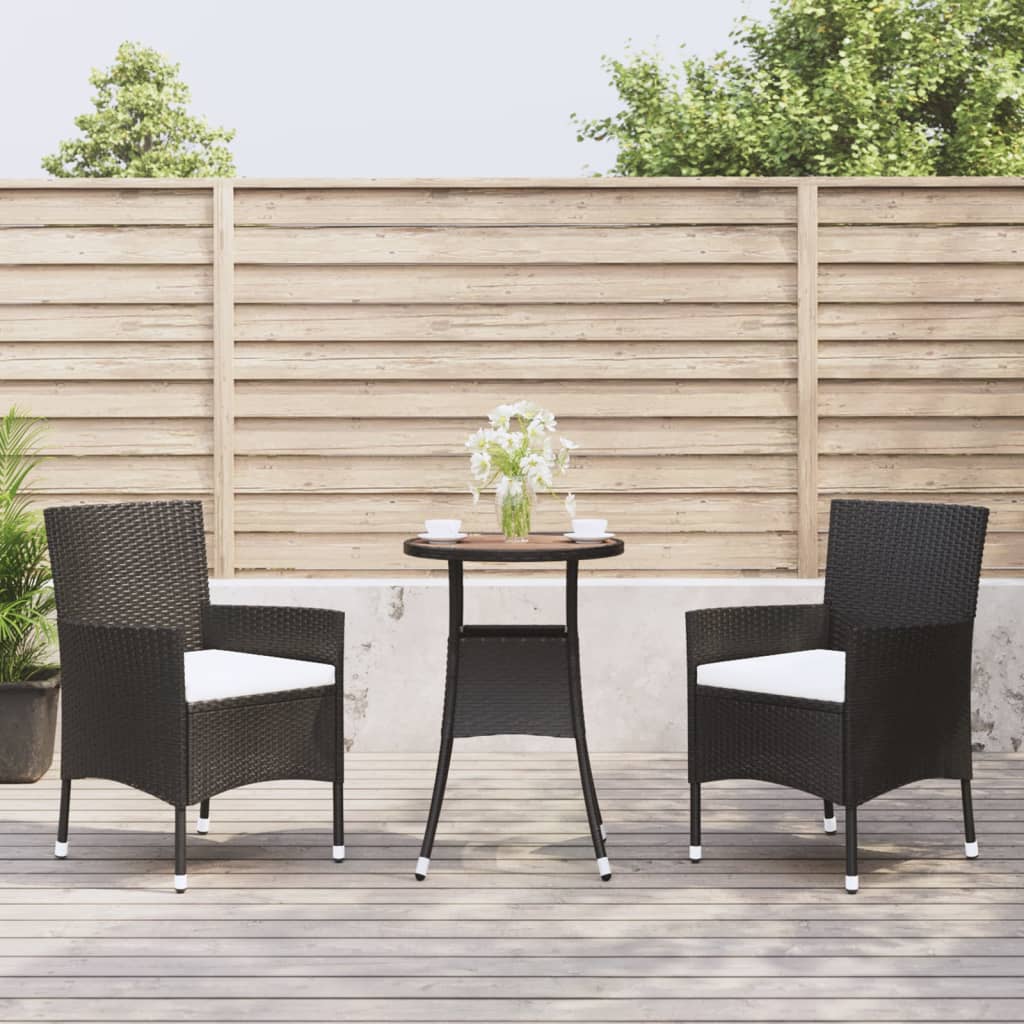 Caféset Med Dynor 3 Delar Konstrotting Svart