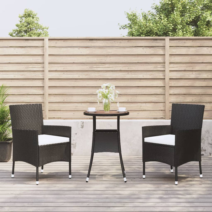 Caféset Med Dynor 3 Delar Konstrotting Svart