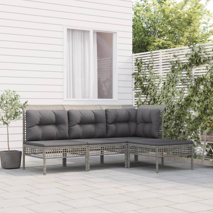 Loungegrupp För Trädgården Med Dynor 6 Delar Grå Konstrotting