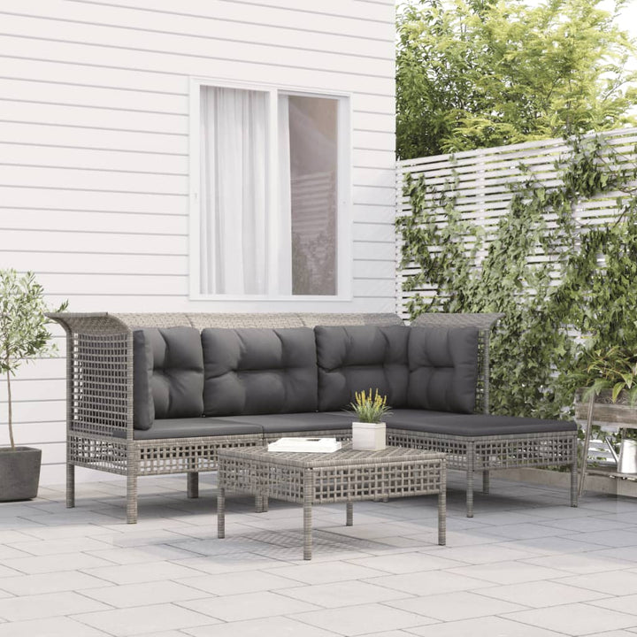 Loungegrupp För Trädgården Med Dynor 6 Delar Grå Konstrotting