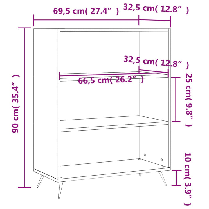 Bokhylla 69,5X32,5X90 Cm Konstruerat Trä