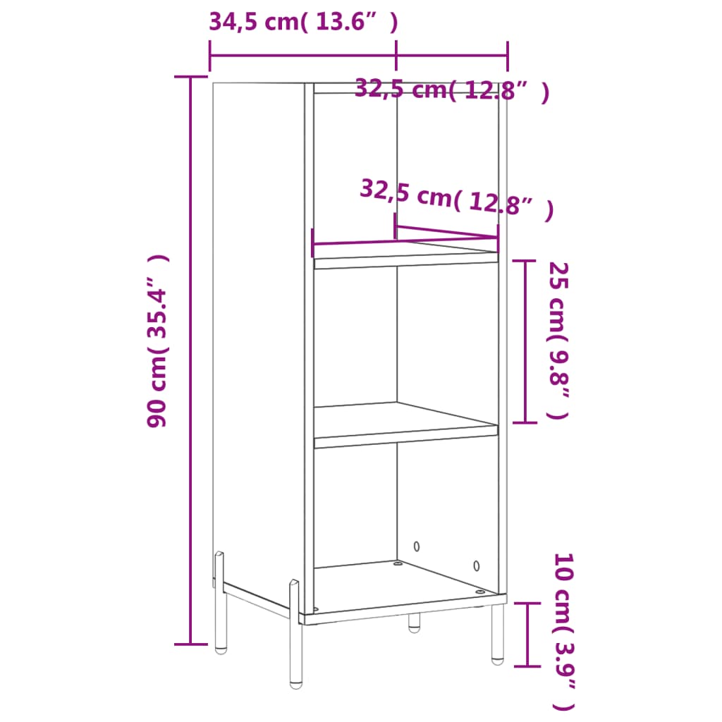 Skåp Sonoma-Ek 34,5X32,5X90 Cm Konstruerat Trä