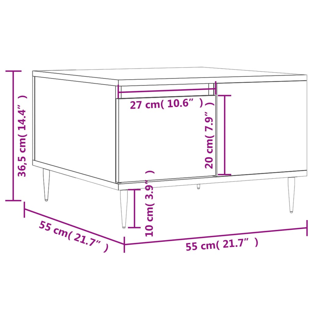 Soffbord 55X55X36,5 Cm Konstruerat Trä