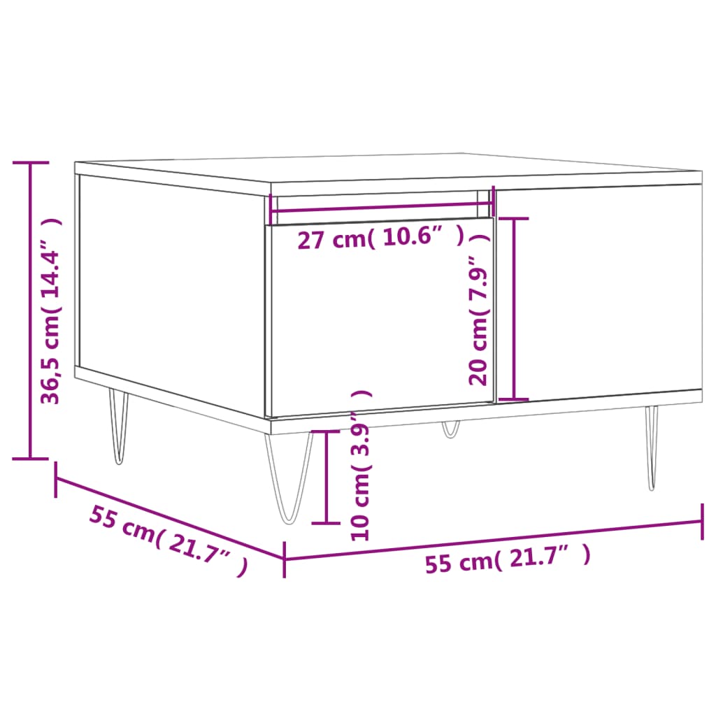 Soffbord 55X55X36,5 Cm Konstruerat Trä
