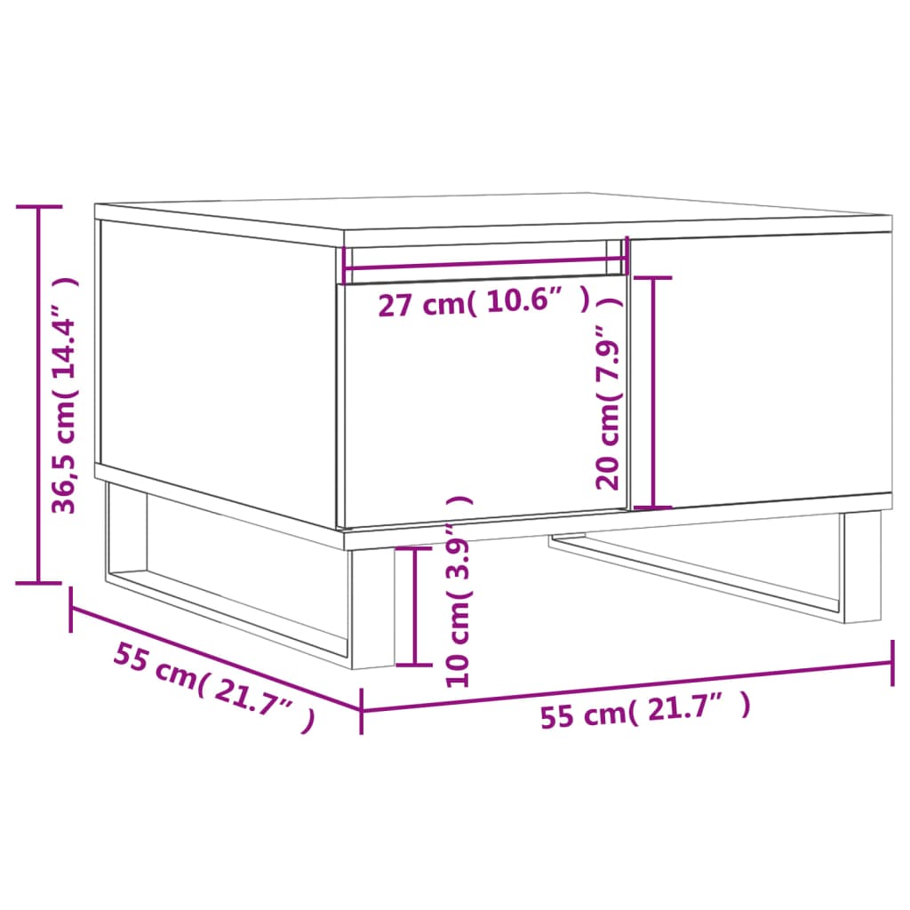 Soffbord 55X55X36,5 Cm Konstruerat Trä