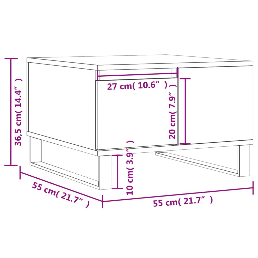 Soffbord 55X55X36,5 Cm Konstruerat Trä