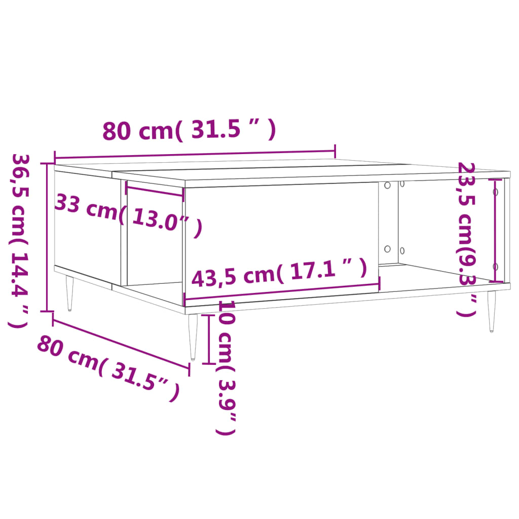 Soffbord 80X80X36,5 Cm Konstruerat Trä