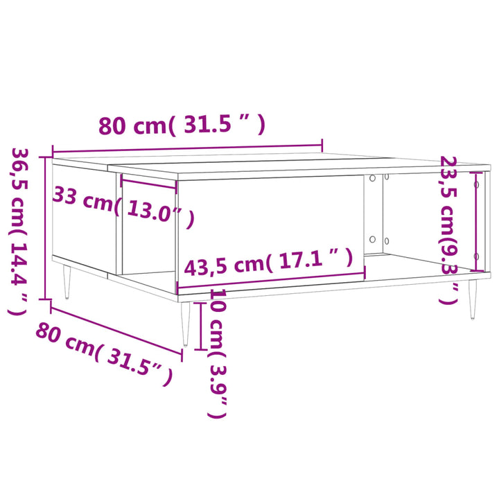 Soffbord 80X80X36,5 Cm Konstruerat Trä