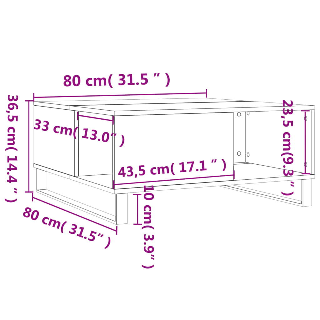 Soffbord 80X80X36,5 Cm Konstruerat Trä