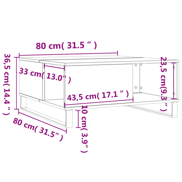 Soffbord 80X80X36,5 Cm Konstruerat Trä