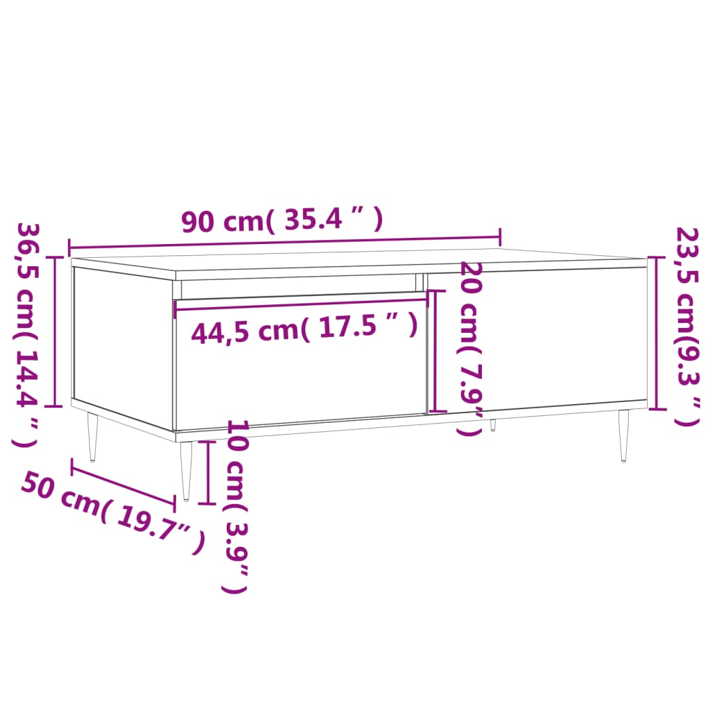 Soffbord 90X50X36,5 Cm Konstruerat Trä