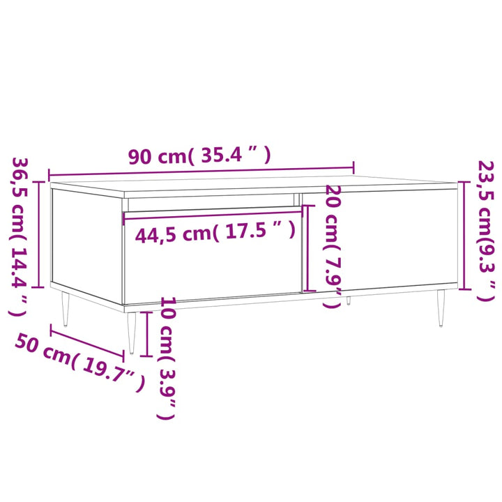 Soffbord 90X50X36,5 Cm Konstruerat Trä