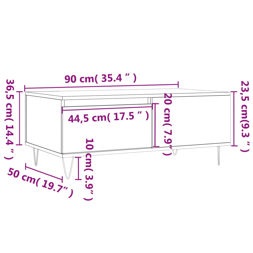 Soffbord 90X50X36,5 Cm Konstruerat Trä