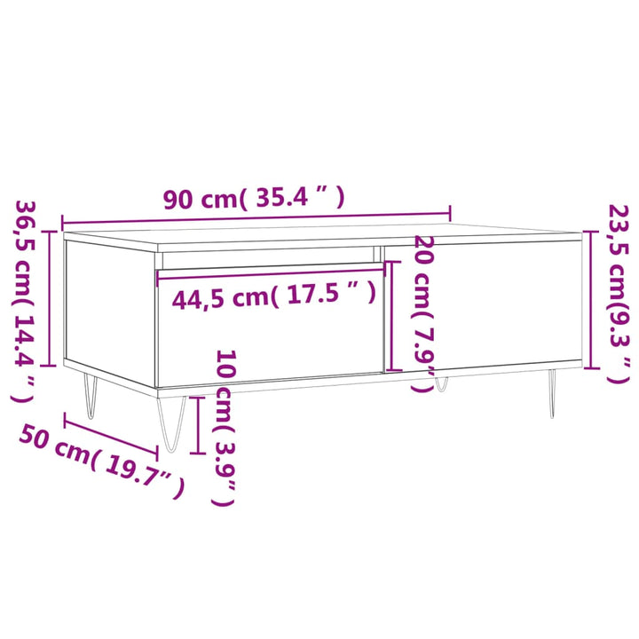 Soffbord 90X50X36,5 Cm Konstruerat Trä