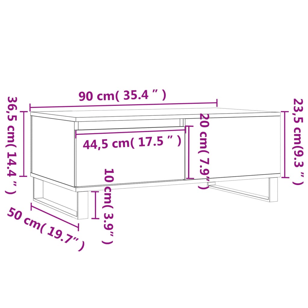 Soffbord 90X50X36,5 Cm Konstruerat Trä