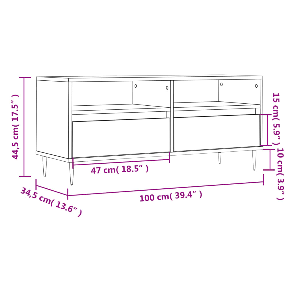 Tv-Bänk 100X34,5X44,5 Cm Konstruerat Trä