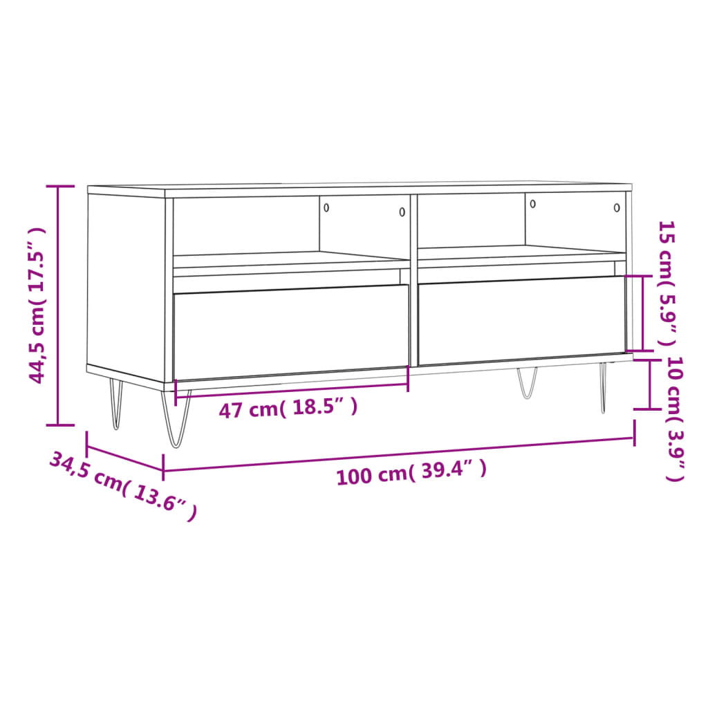 Tv-Bänk 100X34,5X44,5 Cm Konstruerat Trä