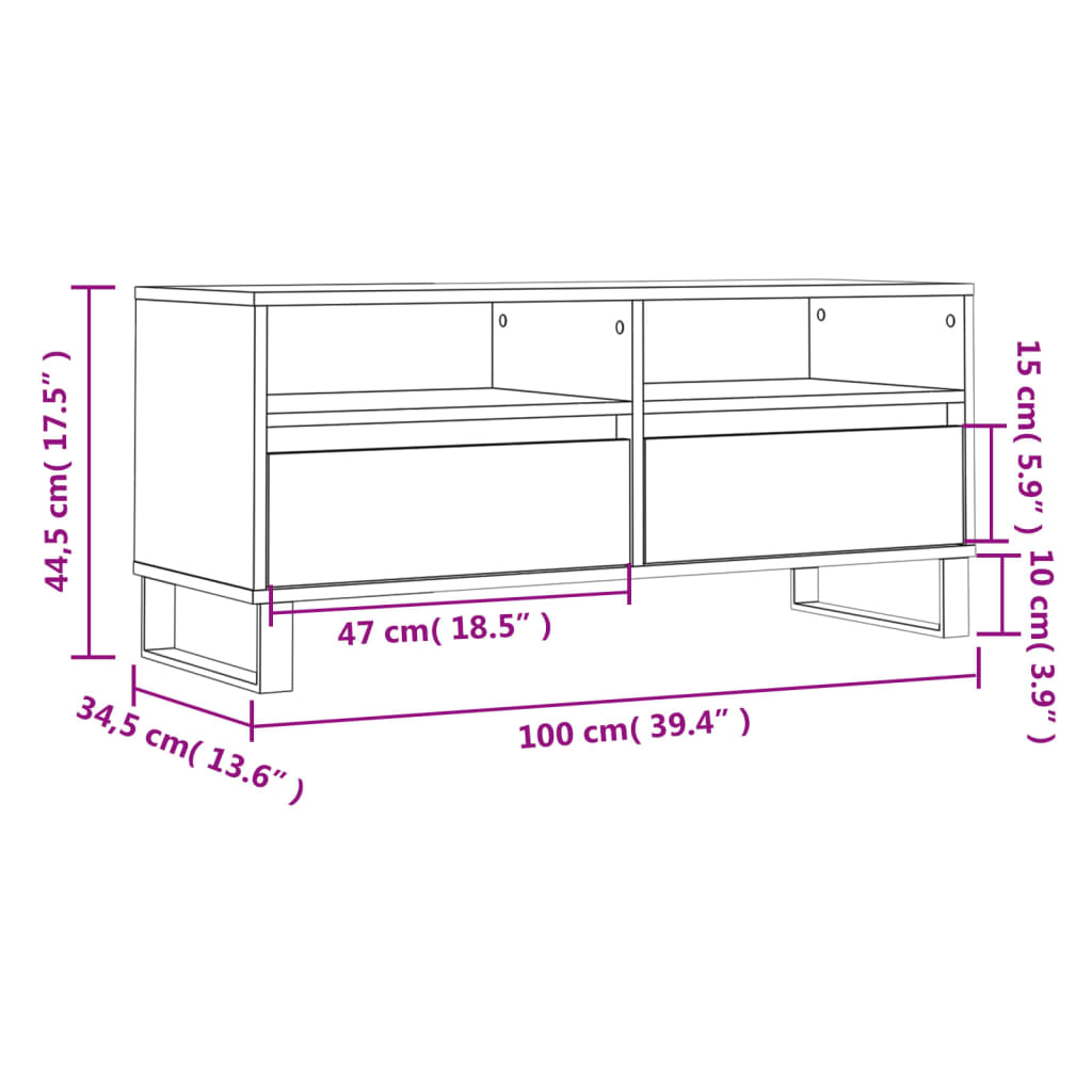 Tv-Bänk 100X34,5X44,5 Cm Konstruerat Trä