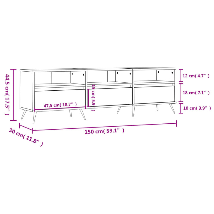 Tv-Bänk Sonoma-Ek 150X30X44,5 Cm Konstruerat Trä