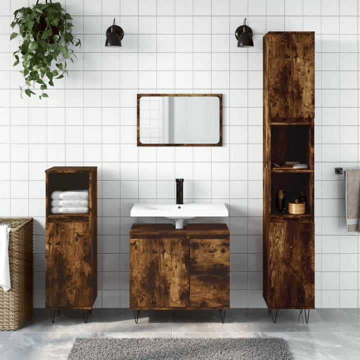 Badrumsskåp Ek 30X30X190 Cm Konstruerat Trä