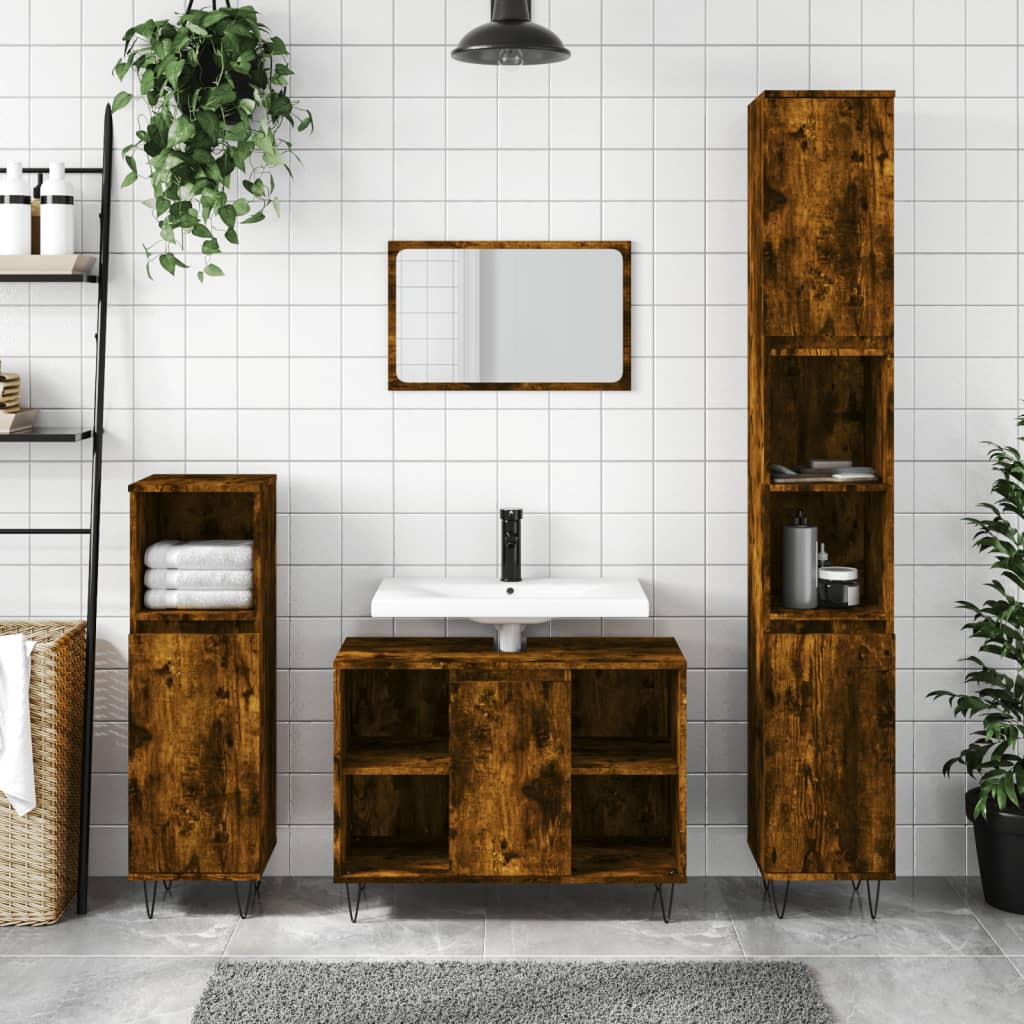Badrumsskåp Ek 30X30X100 Cm Konstruerat Trä