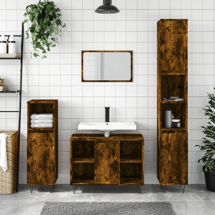 Badrumsskåp Ek 30X30X100 Cm Konstruerat Trä