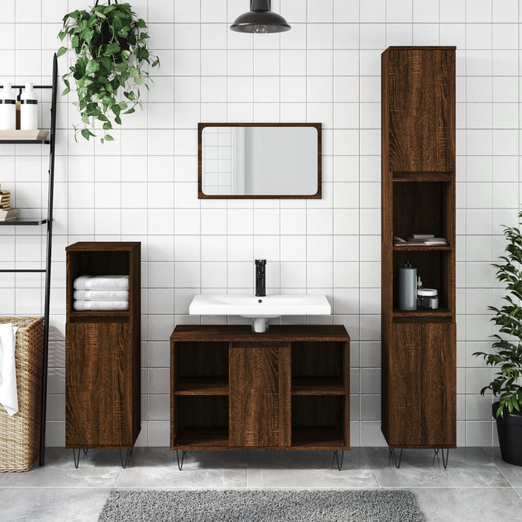 Badrumsskåp Ek 30X30X100 Cm Konstruerat Trä
