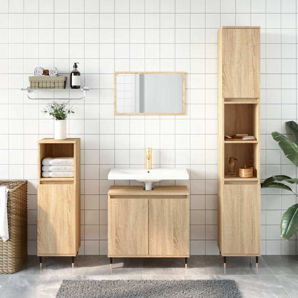 Badrumsskåp Sonoma-Ek 58X33X60 Cm Konstruerat Trä