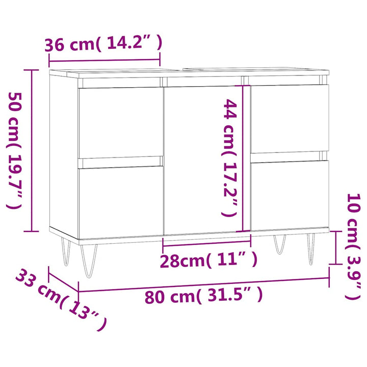 Badrumsskåp 80X33X60 Cm Konstruerat Trä