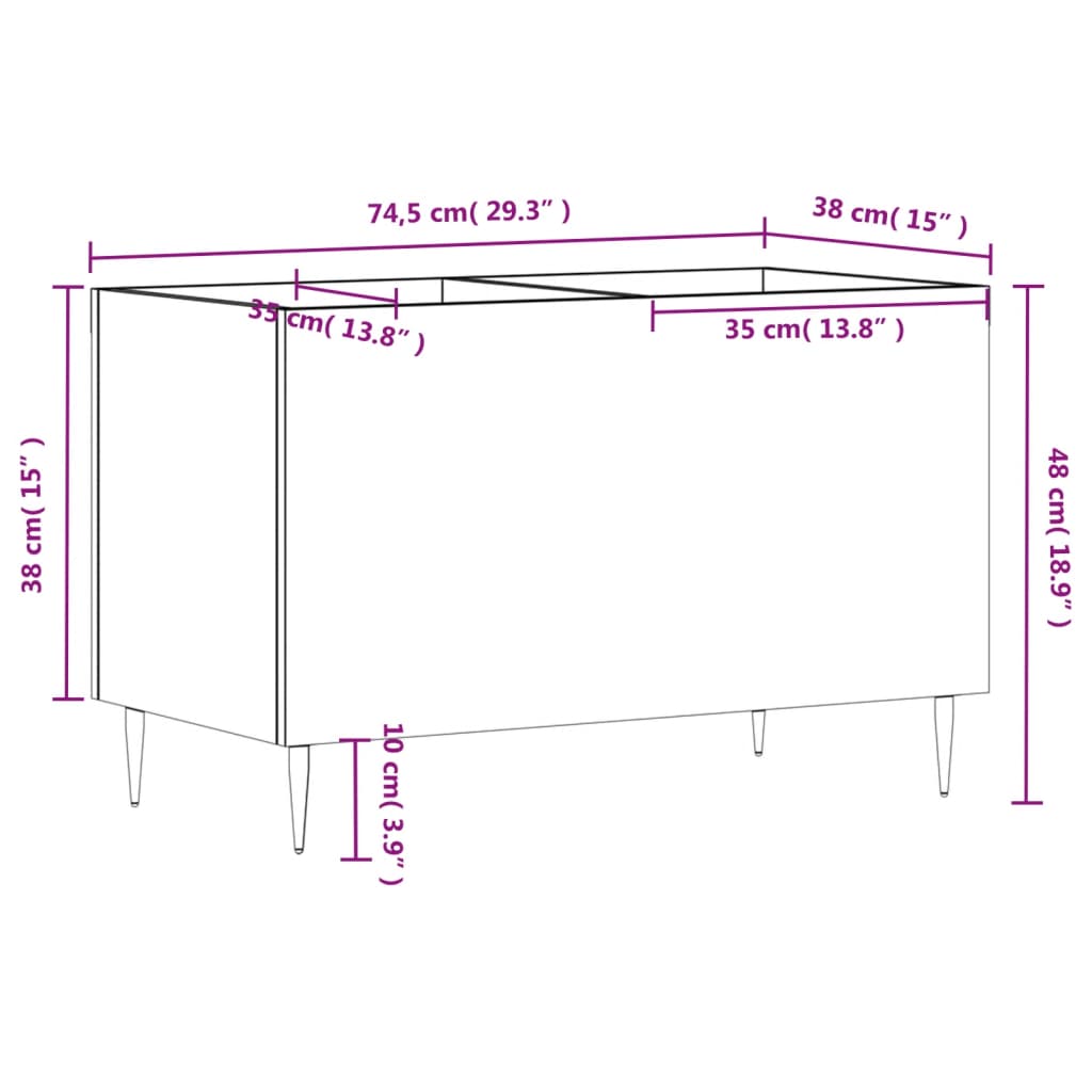 Stereobänk 74,5X38X48 Cm Konstruerat Trä