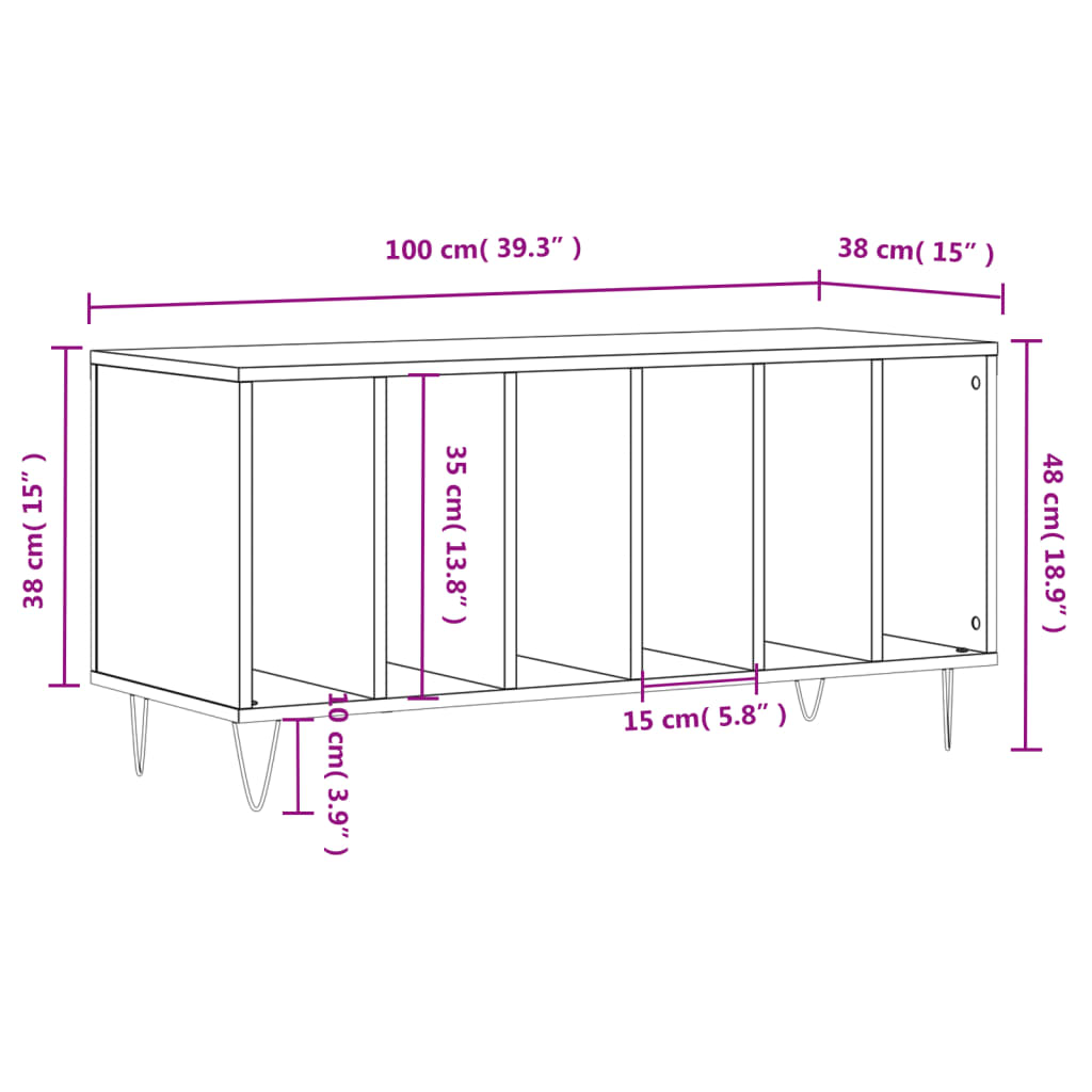 Stereobänk Sonoma-Ek 100X38X48 Cm Konstruerat Trä