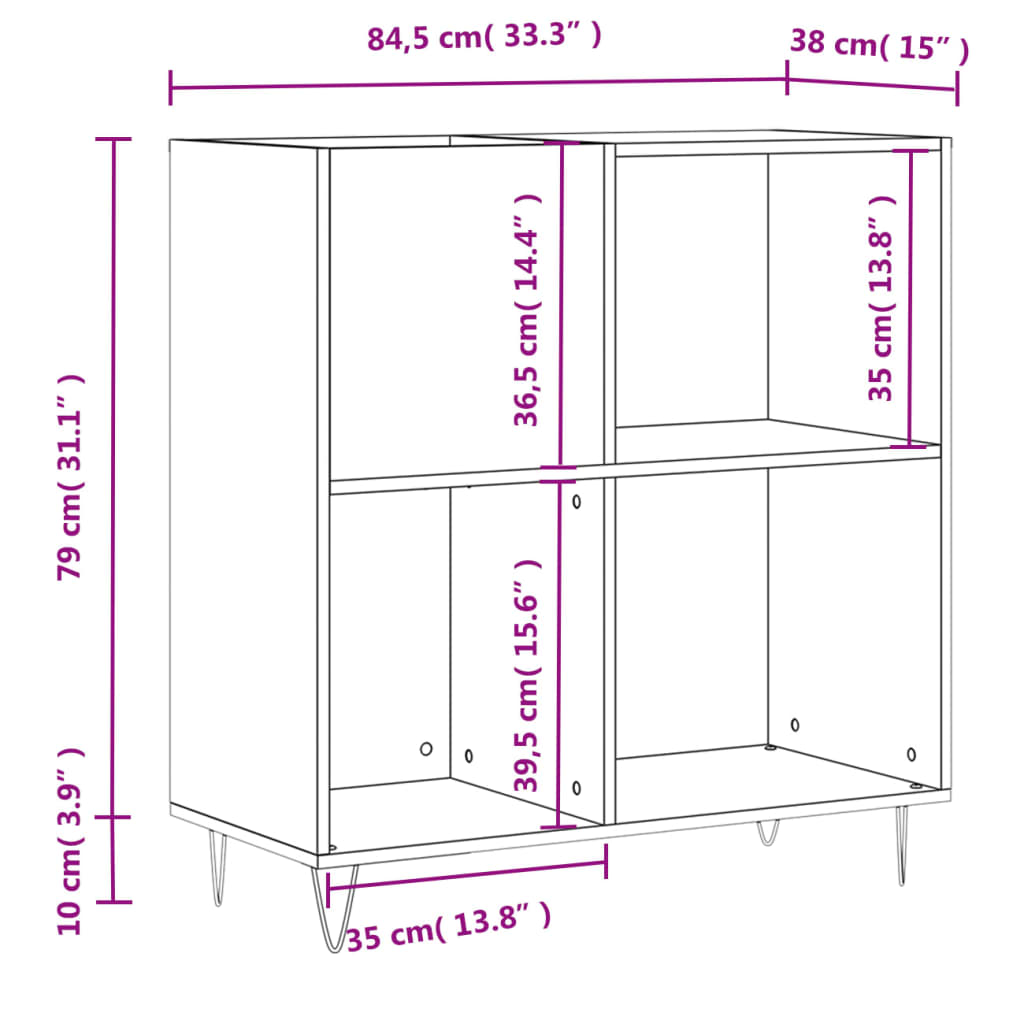 Stereobänk Betong-Grå 84,5X38X89 Cm Konstruerat Trä