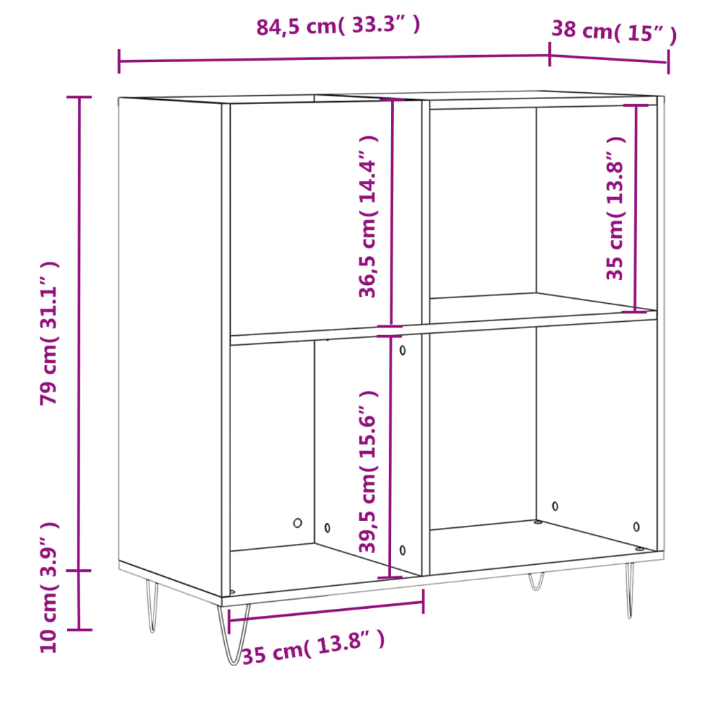 Stereobänk 84,5X38X89 Cm Konstruerat Trä