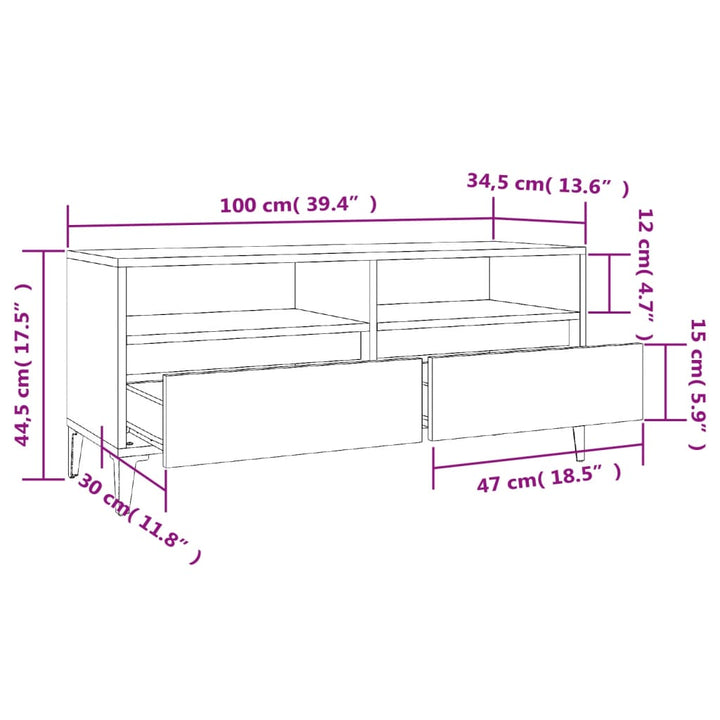 Tv-Bänk 100X34,5X44,5 Cm Konstruerat Trä