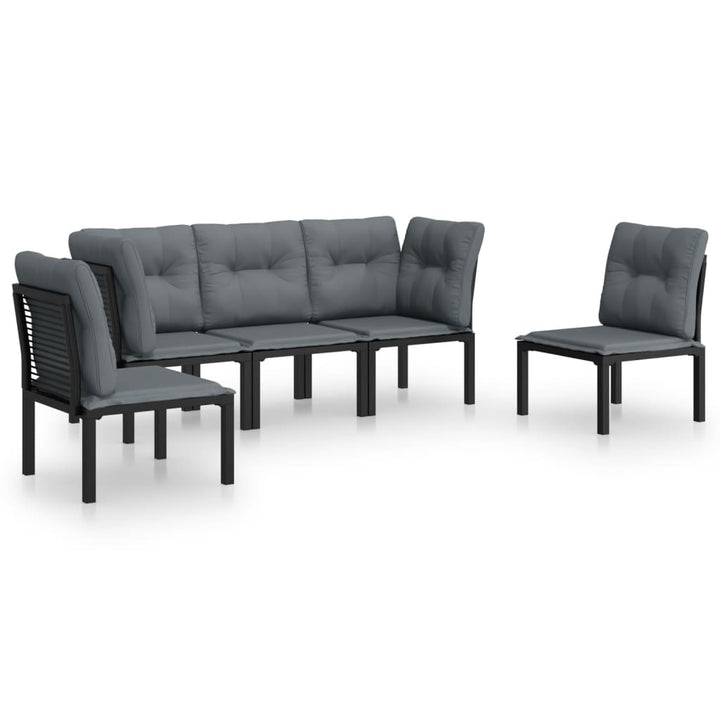 Loungegrupp 5 Delar Konstrotting Svart Och Grå