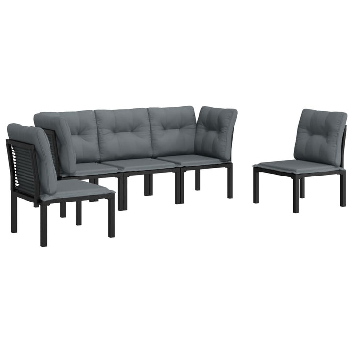 Loungegrupp 5 Delar Konstrotting Svart Och Grå