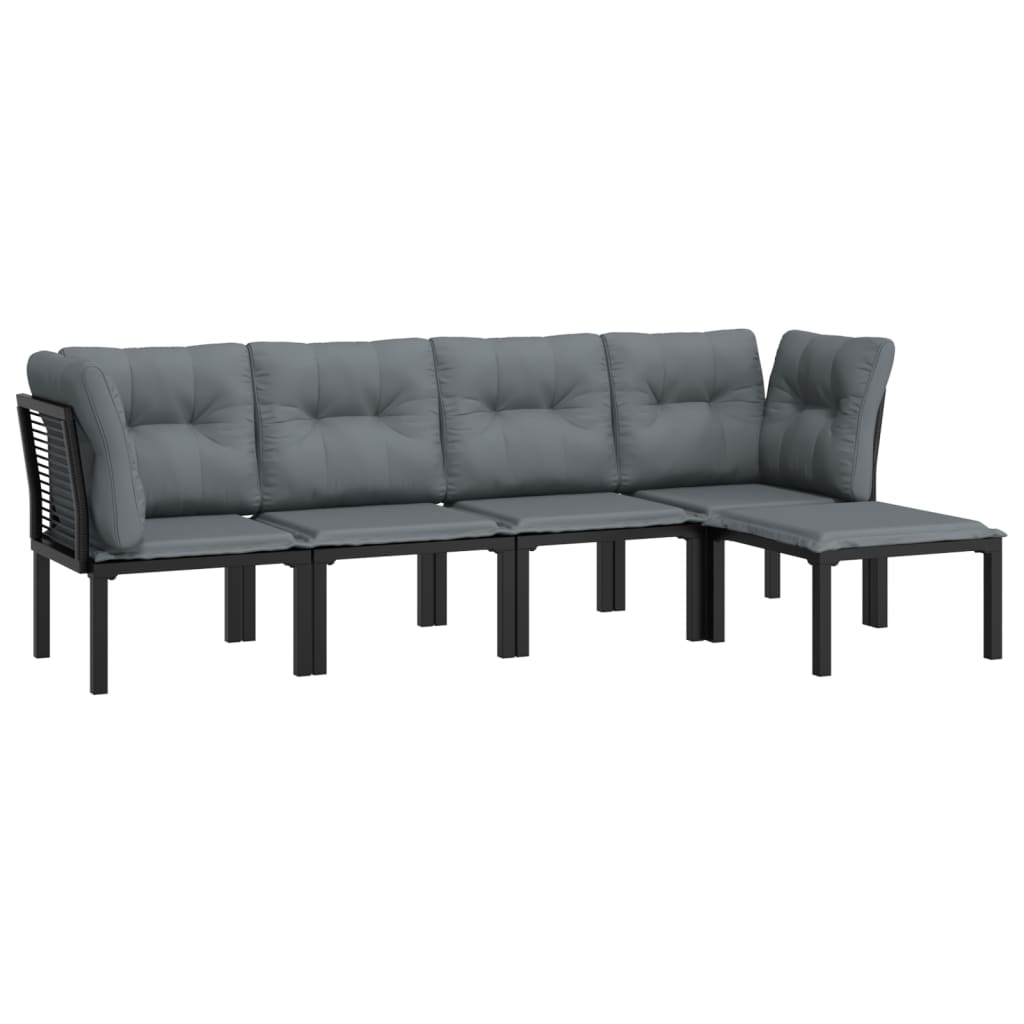 Loungegrupp 5 Delar Konstrotting Svart Och Grå