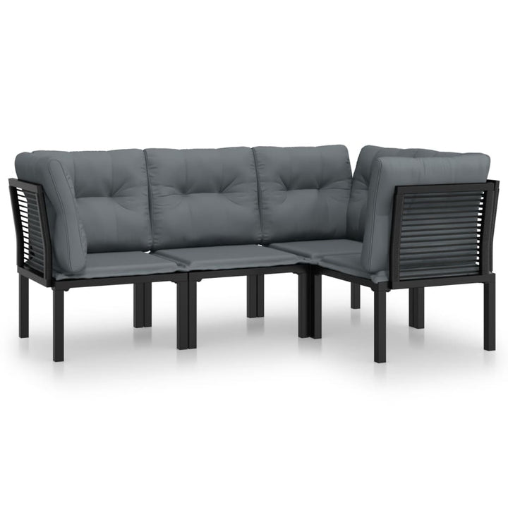 Loungegrupp 4 Delar Svart Och Grå Konstrotting